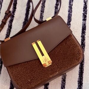 DeMellier Chocolate Brown and Gold Crossbody Bag